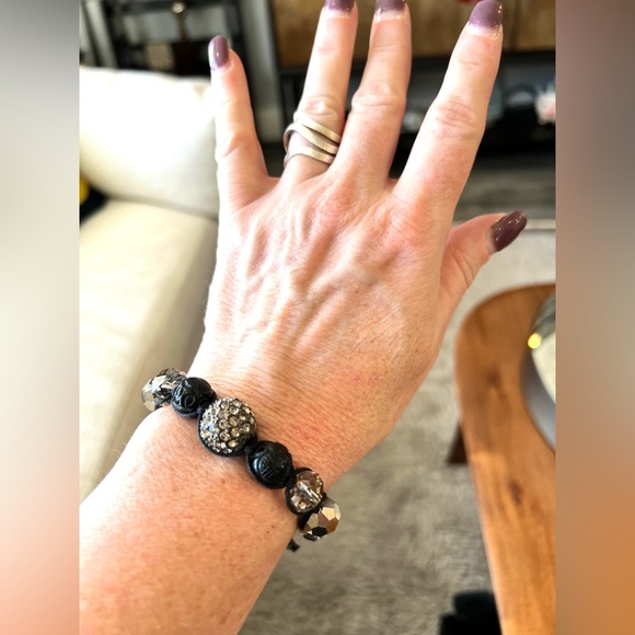 Shamballa Bracelet Silver Grey and Black Sparkles - Picture 7 of 10